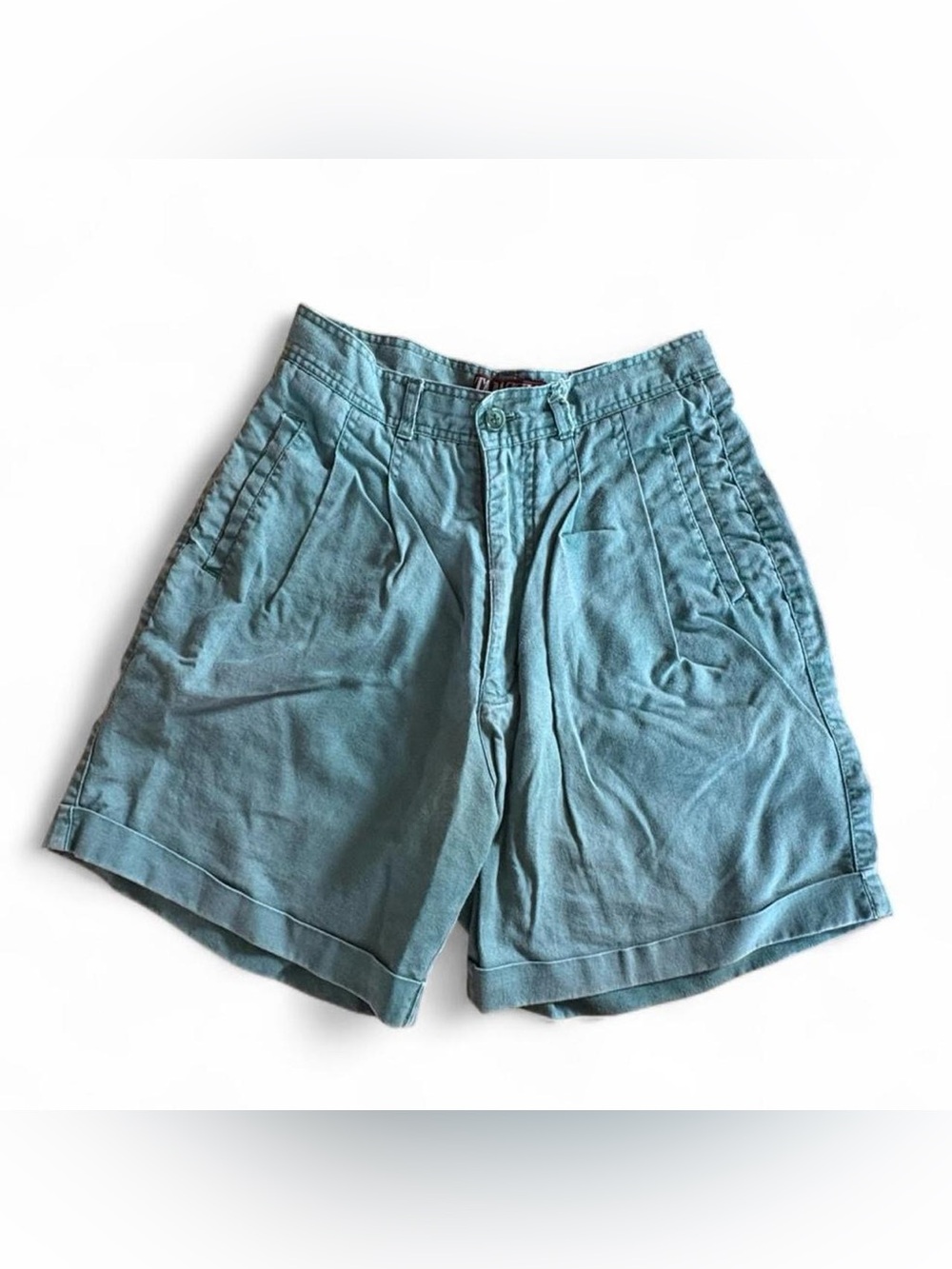 Vintage High Waist Teal Shorts XS Size 24” 1980s 1990s Pleated Vacation Summer